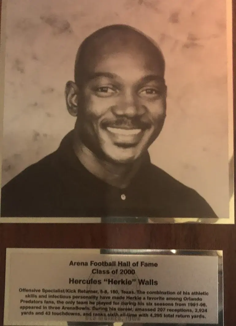 Herkie Walls' Arena Football Hall of Fame plaque, Class of 2000